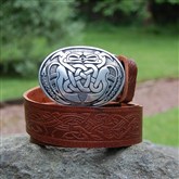 (PB15)Two facing Celtic Dragons Pewter Buckled Belt