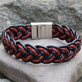 Wide Plaited 2-tone Leather Tribal Wristband