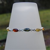 (ABM2) Mixed Amber Silver Bracelet