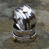 (STR14) Silver & Brass Heart Spinning Ring