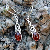 (SCE3) Silver & Amber Celtic Earrings