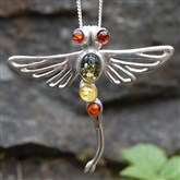 (AP27) Amber Dragonfly Pendant