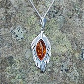 (AP90)Amber Feather Pendant