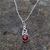 (AP35) Silver Amber Oval Pendant