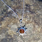 (ASS2) Amber Sun Design Silver Pendant