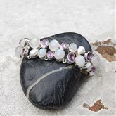 (SLB7)  Amethyst, Pearl & Moonstone Bracelet