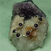 (SLB5) Silver Amethyst Link Bracelet