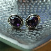 (ICE7)Silver Amethyst Studs