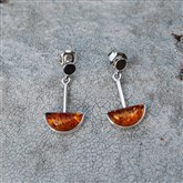 (AES20) Large Silver & tri-amber Earrings