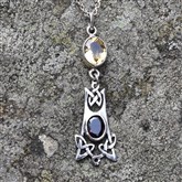 (SIPP1) Silver Celtic Citrine & Garnet Pendant