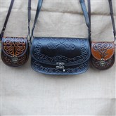 (LB3) Large black Celtic Leather Handbag