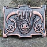 (KB15) ANTIQUE BRONZE HIGHLAND BULL KILT BUCKLE