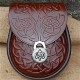 (DW5b) Brown Italian Leather Celtic Sporran