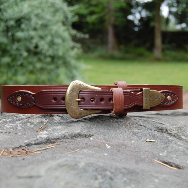 (HSB2) Western Hand-stitched Leather Belt