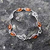 (ABM3) Silver Celtic amber bracelet