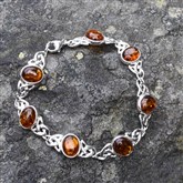 (AB01) Large Link Silver & Amber Bracelet
