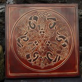 (CLP3) Celtic Rams Leather Wall Plaque