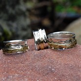 (ICER1) Concave Silver & Brass Spinning Ring