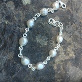 (SLBG1) Silver & Pearl Bracelet