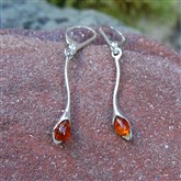 (AED9) Silver & Amber wavy Drop Earrings
