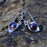 (SIPS4) Silver and Purple Pearl Medium Earrings