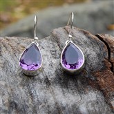 (AM1) Amethyst & Silver Drop Earrings