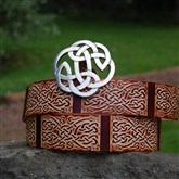 (PB10) Round Celtic Pewter Buckle on quality Leather Belt