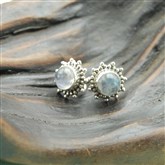 (ICE08) Silver & Moonstone Stud Earrings