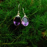 (SE5) Large Amethyst & silver Earrings