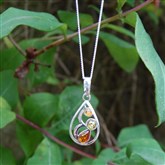 (AP47)Silver And Amber Tri-Colour Pendant