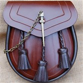 (DW6c) Brown Italian Leather Tassel Sporran