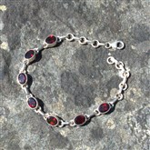 (SGB2) Silver & Garnet Gemstone Bracelet