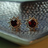 (DNA1) SIlver & Garnet Star Studs