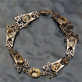(GBR1) Gold Celtic Bracelet with Citrine