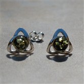 (AES18) Green Amber Celtic Studs