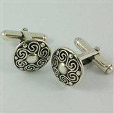 (CU05) Silver Celtic Spiral Cufflinks