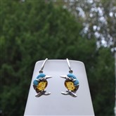 (AES3) Silver amber Hummingbird Earrings