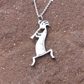 (ICP9) Silver Kokopelli Pendant