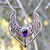 (SCP4) Large Silver Celtic Necklace with Amethyst