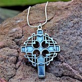 (SCP9) Large Silver Celtic Cross Pendant