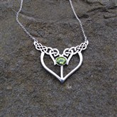 (SCP20) Silver & Peridot Celtic Pendant