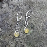 (AES4) Silver & Lemon Amber Earrings