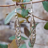 (SCE19) Silver long-drop Celtic Earrings