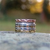 (STR8) Silver, brass & copper Spinning Ring