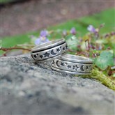 (STR15) Silver Moon & Star Spinning Ring