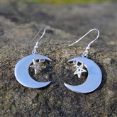 (SM1) Silver Moon Earrings