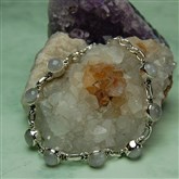 (SPB1) Moonstone Gemstone Silver Bracelet