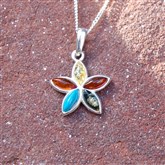 (AP60) Multi Amber & Turquoise Pendant