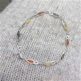 (ABM1) Silver & Tri-amber Silver Link Bracelet