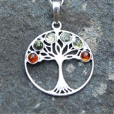 (AP71) Multi Amber Tree Of Life Pendant